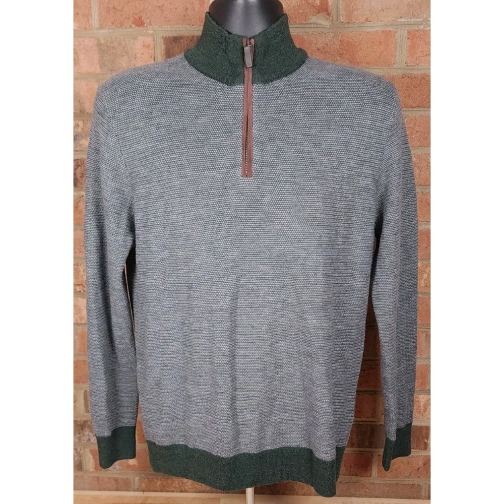 UNTUCKit Sweater Mens Size Small‎ Green Belguardo Birdseye Merino Wool 1/4 Zip